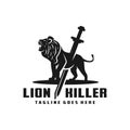 Lion killer illustration logo Royalty Free Stock Photo