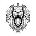 lion king black and white hand drawing Royalty Free Stock Photo