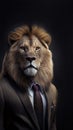 Lion king, business leader concept. AI generative content. Business concept Royalty Free Stock Photo