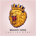Lion king crown logo mascot illustrations Royalty Free Stock Photo