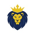 Lion King Head Logo with Crown Vector Royalty Free Stock Photo