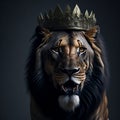 Lion, the King of Jungle Wearing a Crown Royalty Free Stock Photo