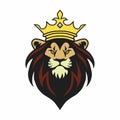 Lion King Mascot with Crown Logo Design Vector Illustration Royalty Free Stock Photo