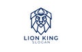 Lion King Thick Line Logo Design, Front View, Template logo Royalty Free Stock Photo