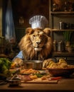 Lion in the Kitchen: A Portrait of Playful Creativity and Sharp Paws