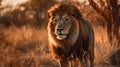 Portrait of a Lion in the Savanna