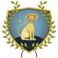 Lion in laurel wreath