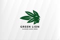 Lion leaf logo design template use green color