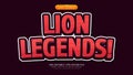 lion legends cartoon 3d text style effect