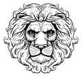 Lion Leo Fierce Lions Head Woodcut Animal Icon