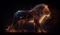 Lion, leo zodiac constellation, astronomy. AI generative content