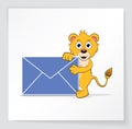 Lion letter cartoon.