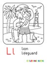 Lion lifeguard ABC coloring book Alphabet L