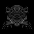 Lion lioness animal vector illustration art print T-shirt apparel or tattoo design or outwear. Hunting style cat background. This