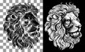 Lion Lions Head Woodcut Vintage Engraved Style