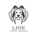 Lion logo, black and white design element for poster, banner, embem, badge, tattoo, t shirt print, classic vintage style Royalty Free Stock Photo