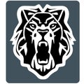 Lion logo in black and white in a rounded blue square
