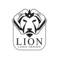 Lion logo design, classic vintage style element with wild animal for poster, banner, embem, badge, tattoo, t shirt print Royalty Free Stock Photo