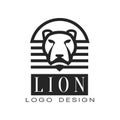 Lion logo, design element for poster, banner, embem, badge, t shirt print, classic vintage style vector Illustration on Royalty Free Stock Photo