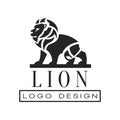 Lion logo design, element with wild animal for poster, banner, embem, badge, tattoo, t shirt print, classic vintage Royalty Free Stock Photo