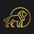 Lion logo, emblem on a dark background. Royalty Free Stock Photo