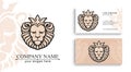 Lion logo. Lion head with crown - vector illustration, emblem design. Universal company symbol. Heraldic premium logo icon sign Royalty Free Stock Photo