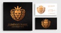 Lion logo. Lion head with crown - vector illustration, emblem design. Universal company symbol. Heraldic premium logo icon sign Royalty Free Stock Photo