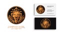 Lion logo. Lion head with crown - vector illustration, emblem design. Universal company symbol. Heraldic premium logo icon sign Royalty Free Stock Photo