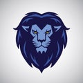 Lion Logo Mascot Blue Design Vector Illustration