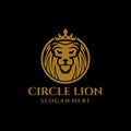 Lion Logo. Royal Circle Lion King Crown vector logo design illustration Royalty Free Stock Photo