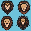 Lion Logo Set Collection Design Premium Vector Illustration Royalty Free Stock Photo