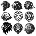 Lion Logo Set Collection. Premium Design Vector Illustration Icon Royalty Free Stock Photo