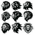 Lion Logo Set. Premium Design Collection. Vector Illustration Royalty Free Stock Photo