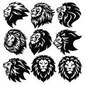 Lion Logo Set Premium Mascot Design Collection. Vector Illustration Royalty Free Stock Photo