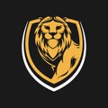 Lion Logo Vector Design Illustrator. Vintage Luxury Lion Head Logo Design Template. Abstract Lion Shield Logo Vector Design Royalty Free Stock Photo