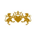Lion love crown logo icon