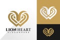 Lion Love Logo Design Vector Template