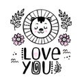 LION LOVE YOU Baby Cartoon Clip Art Vector Illustration Set