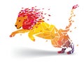 Lion Low polygon geometric pattern explode - Vector illustration Royalty Free Stock Photo
