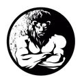 A lion man fighter black and white Royalty Free Stock Photo