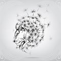 Lion with a mane of dandelion. vector illustration