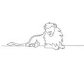 Lion with a mane lying. Continuous one line drawing.