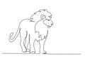 Lion with mane standing. Continuous one line drawing.