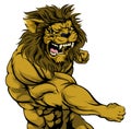 Lion mascot fighting Royalty Free Stock Photo