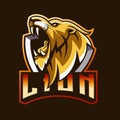 Lion head shield mascot logo Royalty Free Stock Photo