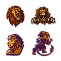 Lion, Mascot logo set, Vector illustration