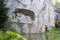 Lion of monument in Lucerne, Switzerland Inscription to commemorate for brave soldiers