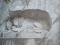 Lion of monument in Lucerne, Switzerland Inscription to commemorate for brave soldiers Royalty Free Stock Photo