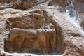 Lion Monument in Petra, Jordan Royalty Free Stock Photo