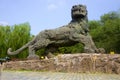 Lion monument in the Zoo in Beijing, China Royalty Free Stock Photo